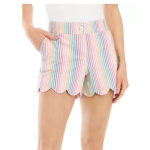 Crown & Ivy Shelby Scalloped Striped Shorts Size 10, EUC